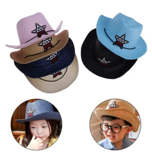 Kids boys girls cowboy summer breathable hat straw sun hat children hats  XK - Picture 1 of 10