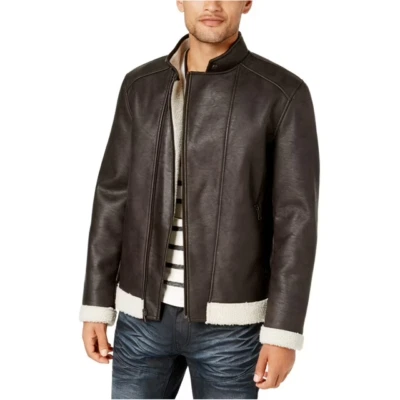 INC International Concepts Men's Faux Leather Moto Jacket Size XL Brown - Image 1 of 4