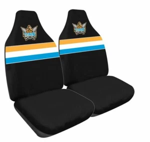 84015 GOLD COAST TITANS NRL LOGO SET OF 2 FRONT CAR SEAT COVERS SIZE 60 - Foto 1 di 1