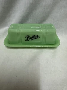 VINTAGE STYLE DEPRESSION STYLE JADEITE GREEN BUTTER KEEPER SERVER - Picture 1 of 8