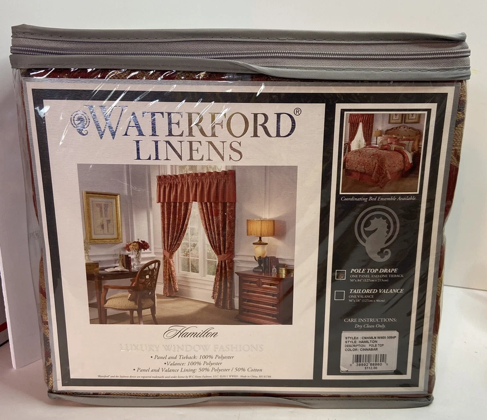 NUEVO WATERFORD LUJO VENTANA MODA HAMILTON, CINABRIO 50" X 84" PANEL, AMARRE Foto 1 de 4