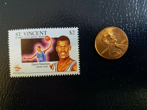 David Robinson SA Spurs NBA 1992 Olympic Dream Team St Vincent Stamp Cover