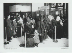 *NY Postcard-New Arrivals do Exchange" (After Inspection) -*Ellis Island {C53}+ - Picture 1 of 2