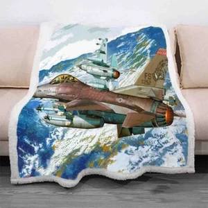 Old Planes In Sky Travel Again 3D Warm Plush Fleece Blanket Picnic Sofa Couch - Bild 1 von 6