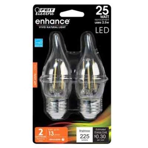 Feit Electric Clear Medium Base LED Decorative Bulb 2.2W 120V 200 lm. 2700K, 1.3 - Picture 1 of 4