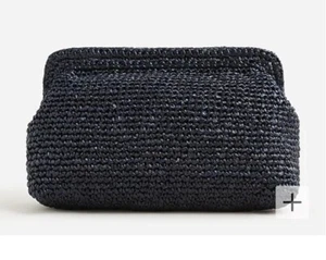 Bolso de Mano J Crew Negro Portofino Anudado a Mano Imitación Rafia - Imagen 1 de 5