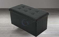 Pouf Contenitore Imbottito Pieghevole Ecopelle col. NERO