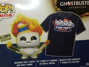 Funko POP! Tees GHOSTBUSTERS AFTERLIFE MINI PUFT (On Fire) 936 & T-SHIRT Size L - Picture 1 of 4