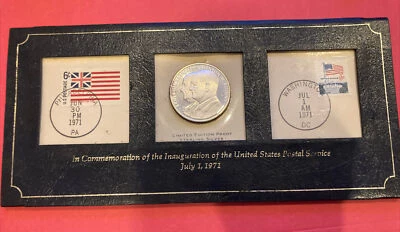 1971 BENJAMIN FRANKLIN & WINTON M.BLOUNT BIGGER THAN A DOLLAR .925 SILVER Stamps - Image 1 of 4