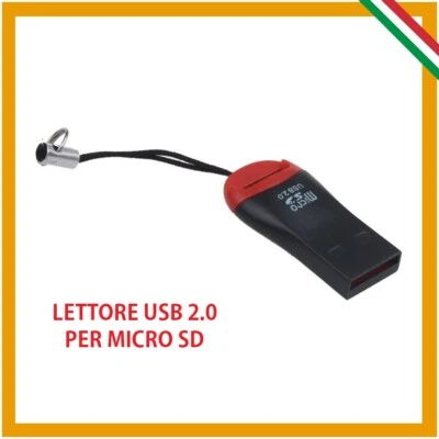 LETTORE MICRO SD USB 2.0 CARD READER SDHC SCHEDE MEMORIA ADATTATORE  - Immagine 1 di 4
