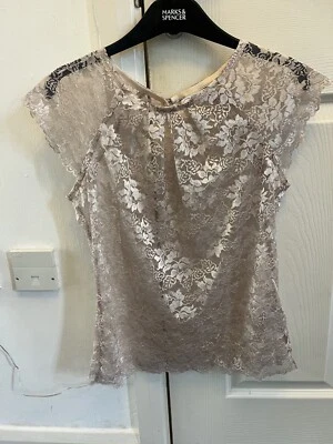 New Look Ladies Rose Gold Lace Top Size 12 VGC - Image 1 of 4