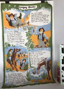 AUSTRALIA Valzer Matilda Western Miner souvenir LINO ASCIUGAMANO DA TÈ 20x30 Vintage - Foto 1 di 8