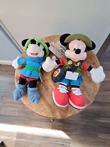 Two Mickey Mouse Disney Parks 10" Plush.  Pin Trader And Brave Little Tailor. 