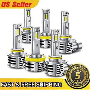 6x Combo 9005 9006 H11 LED Headlight Fog Light Kit 6500K Hi/Low Beam Bulbs White - Picture 1 of 11