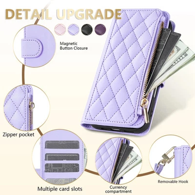 Zipper Wallet Leather Flip Phone Case Compatible with Samsung Galaxy A55 A54 A53 - Image 1 of 4