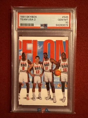 1991-92 Skybox #545 Team USA 2 PSA 10 Gem Mint USA Basketball Dream Team! - Image 1 of 2