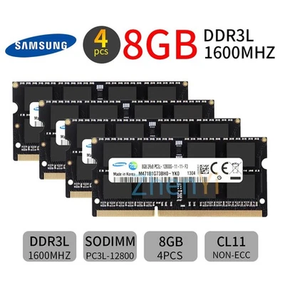 Samsung 32GB 4x 8GB PC3L-12800S DDR3L 1600MHz 1.35V SODIMM Laptop Memory RAM AU - Image 1 of 4