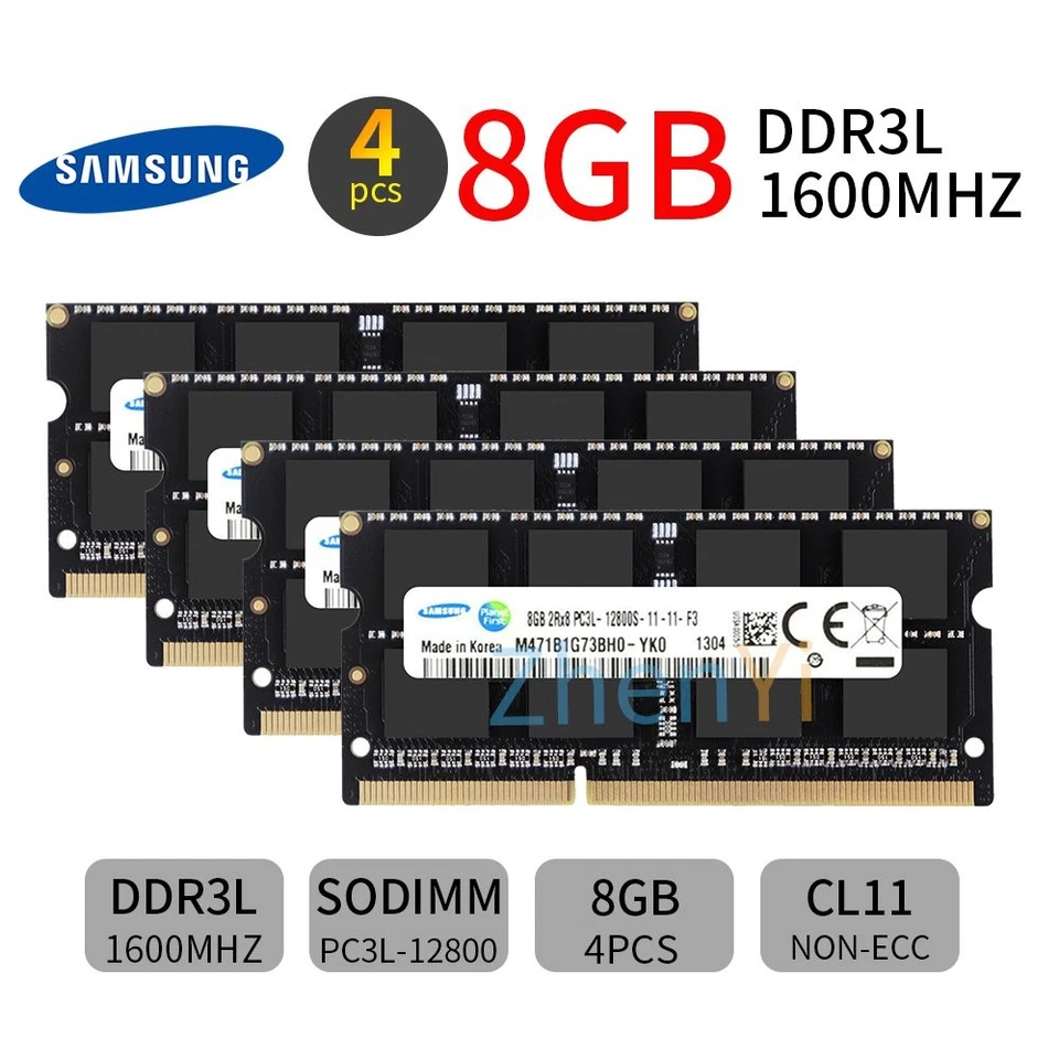 Samsung 32GB 4x 8GB PC3L-12800S DDR3L 1600MHz 1.35V SODIMM Laptop Memory RAM AU - Image 1 of 4