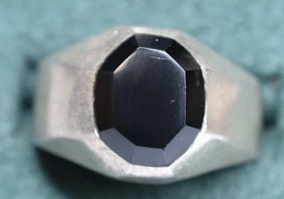 Mexican Mens Heavy Sterling Silver Black Onyx Ring Size 11.75 Genuine Stone - Image 1 of 4