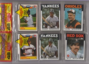 1986 Topps... Lote de 2 paquetes de rack sellados de fábrica... Rickey Henderson en la parte superior - Imagen 1 de 2