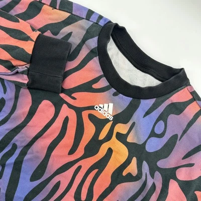 Adidas Long Sleeve women's medium Crop Top, Multicolor Zebra Print Sweatshirt - Image 1 of 4