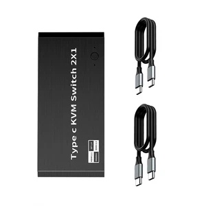 8K 2x1 USB C KVM Switch 100W PD Charge 2 In 1 Out For 2 Laptop 1 Monitor - Afbeelding 1 van 13