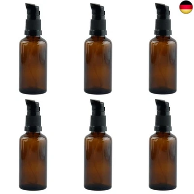 QOMJUFA 30 ml Leer Glasflaschen Braun, 6 Stück Pumpflasche, bernsteinfarbene