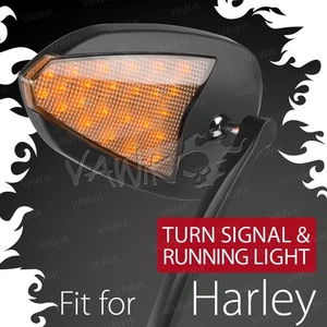 VAWiK Black Mirror w/ Flash LED Running Turn Signals Pair fits Harley-Davidson - Foto 1 di 11