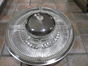 Vtg Kromex Chrome & Glass Lazy Susan Relish Tray Serving Set 1950s ##200 w/box - Picture 1 of 7