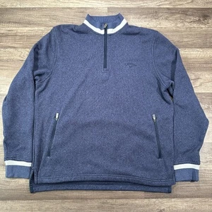 CALLAWAY SOFT COTTON POLY SPANDEX 1/4 ZIP GOLF PULLOVER Medium Navy Blue - Picture 1 of 13
