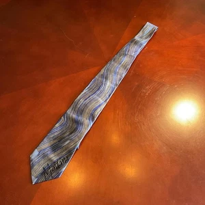 VTG Mens Claude Montana 100% Silk Italy Designer Purple & Gold Dynamic Necktie - Picture 1 of 4