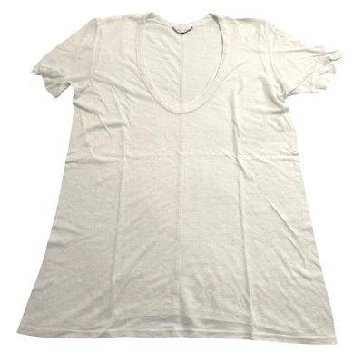 The Row Scoop Neck Burnout Tee in Ivory - Image 1 of 4
