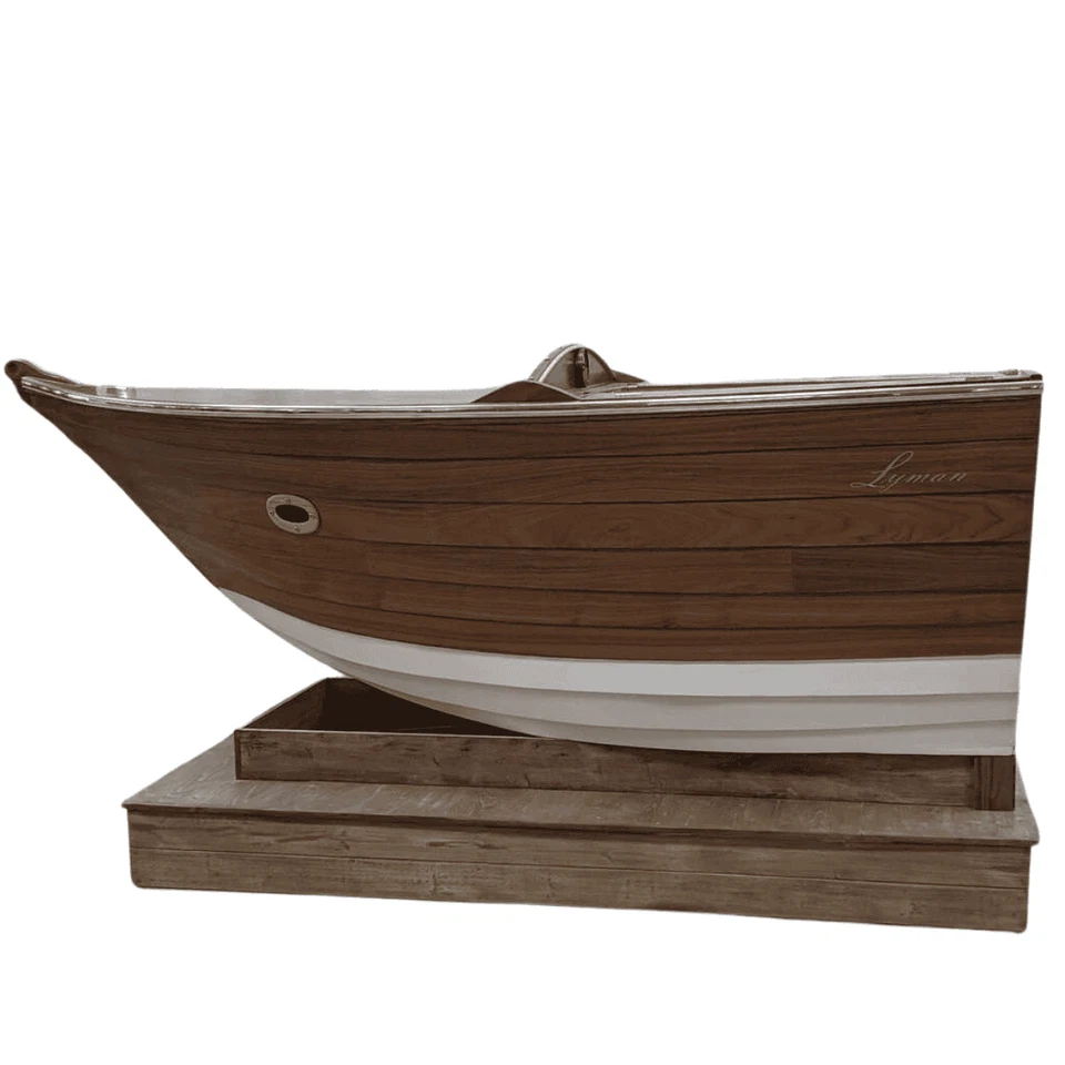 1 of 1 Handmade Wood Boat Bar, Lyman Inspired w/ Drawers, Cabinets, and Details - Image 1 of 4