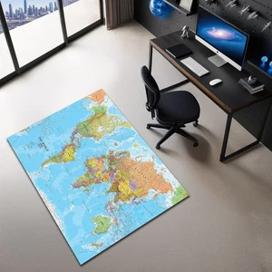 World Map Rug Educational Carpet Kids Playroom Mat Colorful Office Mat - Picture 1 of 3