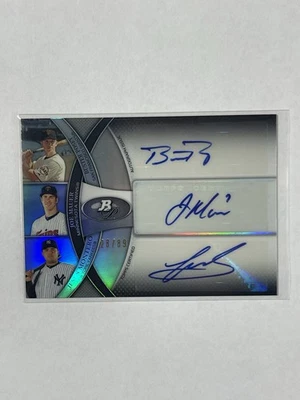 Bowman Platinum Triple Auto 2011 #TA-PMM Buster Posey Joe Mauer Montero RC/89 Foto 1 de 2