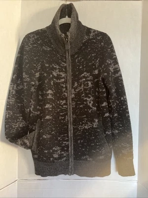 Cárdigan Suéter AllSaints Para Hombre S Cremallera Completa Cuello Moteado Negro Gris Mezcla de Lana Foto 1 de 3