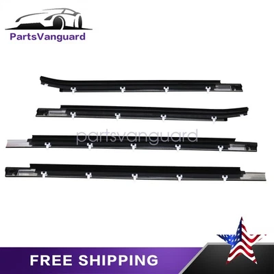4Pcs Fit Toyota Tundra 2000-2006 Double Cab Weatherstrip Outer Lower Window - Image 1 of 4