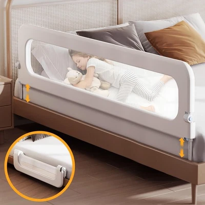 Baby Bed Guard Rail for Toddler - 78.7in Adjustable Heights, Swing Down Bedra... Foto 1 de 4
