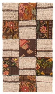 Vintage Hand Woven Turkish Carpet 3'10" x 6'5" Traditional Wool Kilim Rug - Image 1 of 4