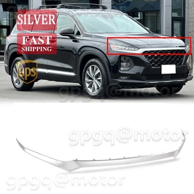 Cubiertas de moldura superior delanteras plateadas para Hyundai Santa Fe 2019-2020 Foto 1 de 4