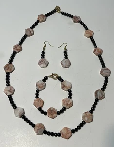 Peach Marble Black Onyx 3 Piece Set  - Foto 1 di 4