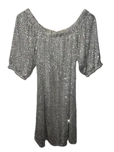 Venus Golden Sequined Off The Shoulder Dress Size Small-Great Holiday NYE Dress - Picture 1 of 11