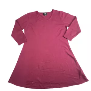 By&By Maglione Abito XXL Borgogna Aline Manica Lunga Polsino a Costine Tunica Minimalista - Foto 1 di 11
