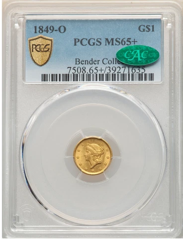 1849-O GOLD G$1 PCGS MS 65+ Cover