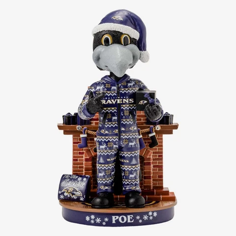 Poe Baltimore Ravens Holiday Mascot Bobblehead NFL Football Cover