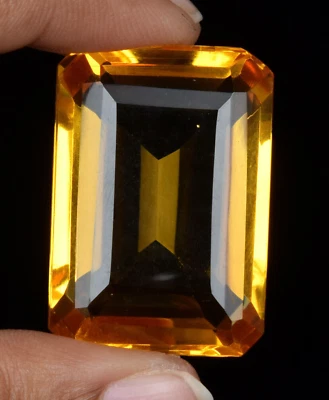 106 CT Large Yellow Citrine Emerald Faceted Cut Loose Gemstone Gift For Birthday - Image 1 of 4