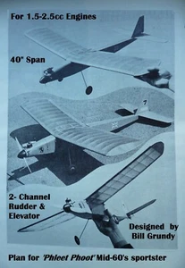RAR Bauplan für 'Phleet Phoot' RC 'Retro' Sportmotorflugzeug. Ein RM Plan. - Bild 1 von 7