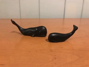 Set of 2 Antique  Cast Lead Sperm Whale Figurine Paperweights - Picture 1 of 12