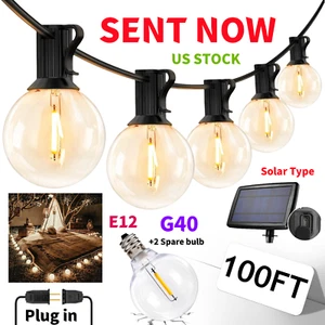 100 Fuß Außen Kugel Lichterkette Wasserdicht Terrassenlicht, Bruchsicher LED Außen - Bild 1 von 22