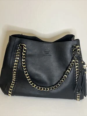 Andrew Marc  Marc New York black faux leather shoulderbag handbag With Gold Tone - Image 1 of 4